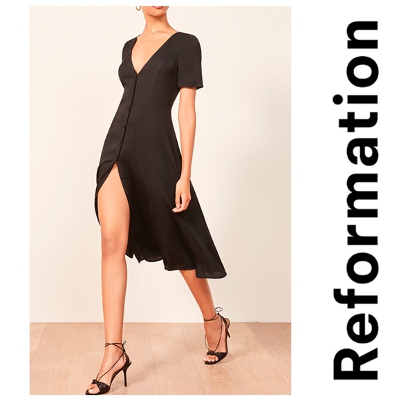 New REFORMATION Locklin Midi Dress - Picture 2 of 7